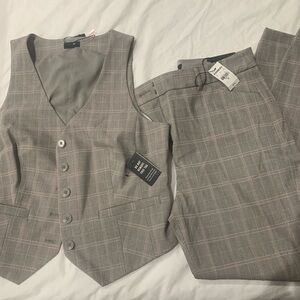 Express Gray Plaid Suit Set